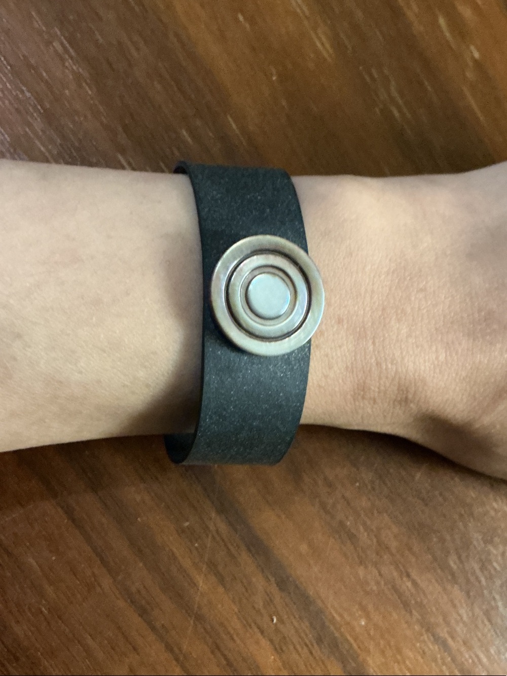 Artisan Made Wristband with Concentric Mother of Pearl Accent